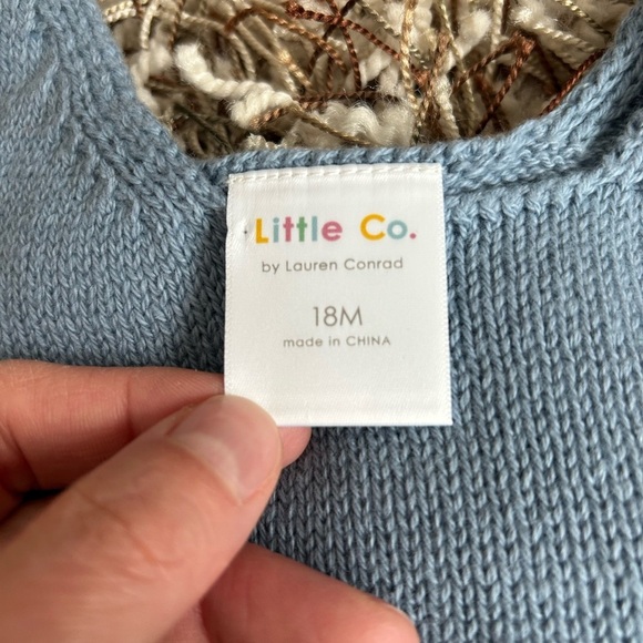 Little Co. Blue Knit Sweater Shorts and Tank Set - Picture 3 of 3